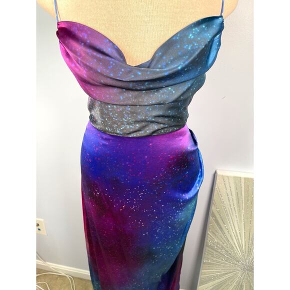 Retrofete Purple Solar Marlene Silk Cowl Neck Maxi Dress Size Small - Picture 4 of 8